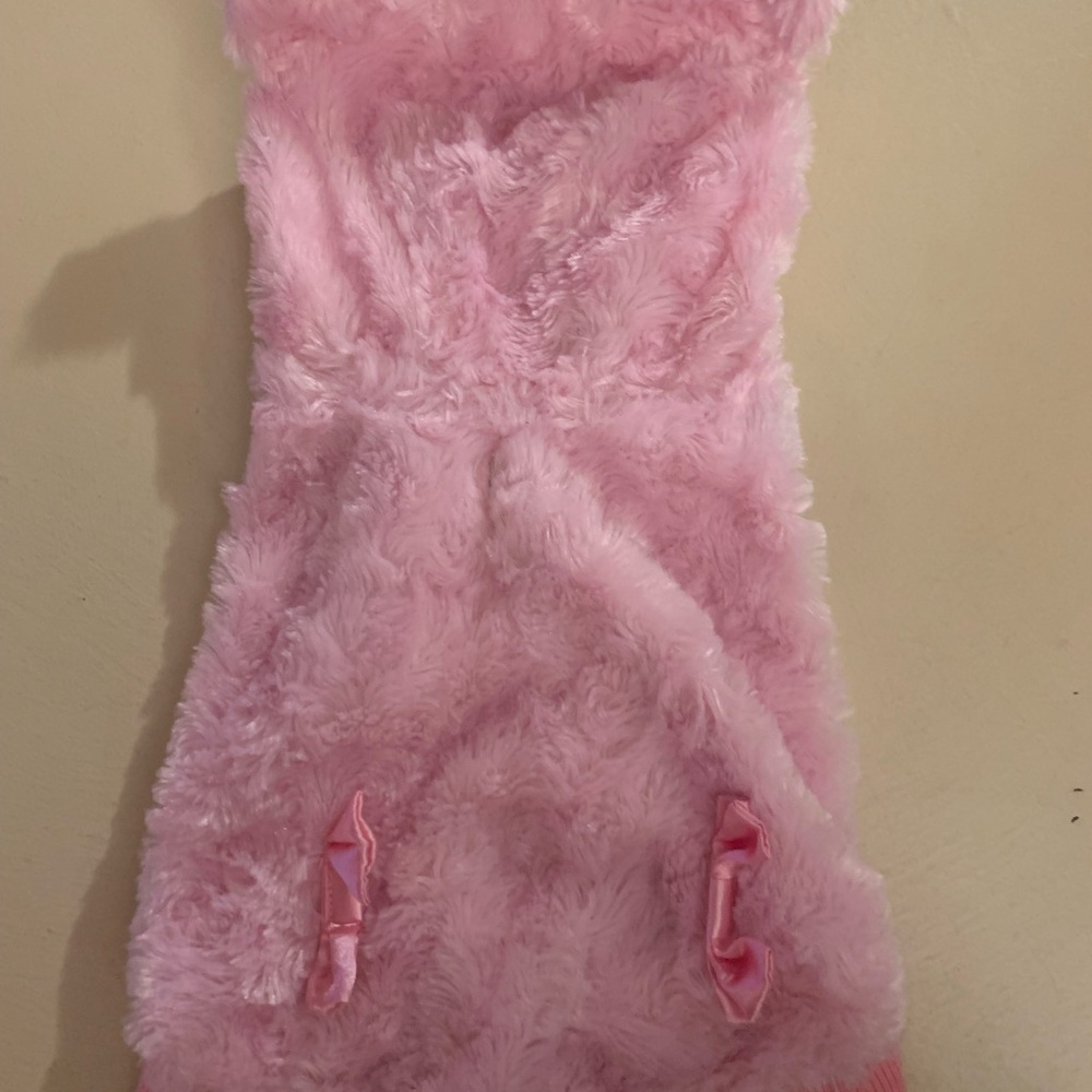 Pink Fuzzy Hooded Dog Sweater